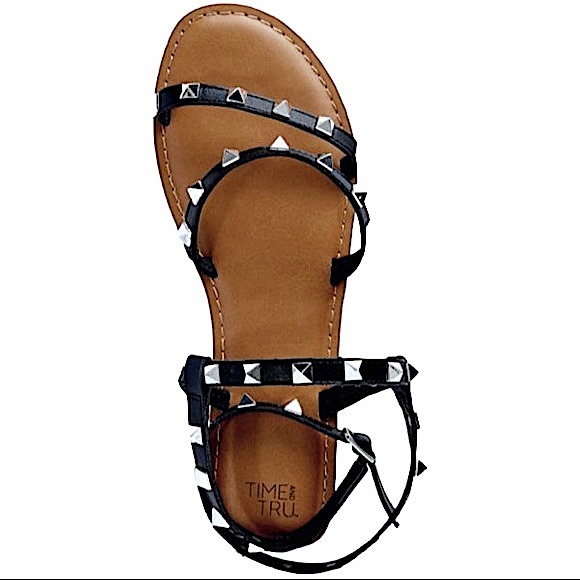 Time & true size 8w black & tan studded gladiator sandals with buckle, like new! - Picture 5 of 12